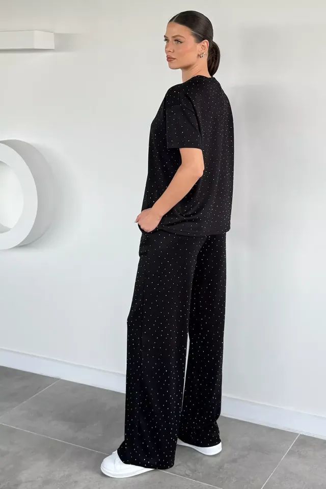 Modal Kumaş Taşlı Eşofman Takım