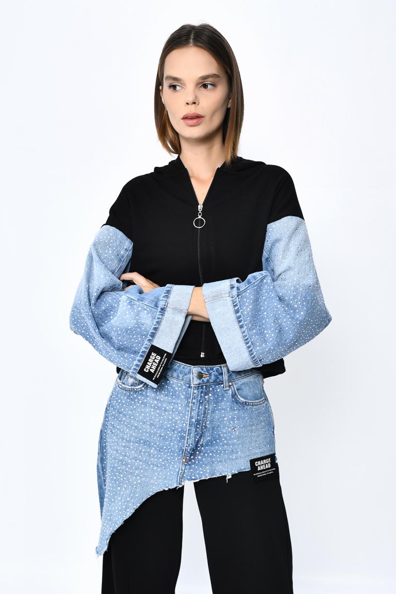 DQMANE Denim Detay Taşlı Tasarım Takım