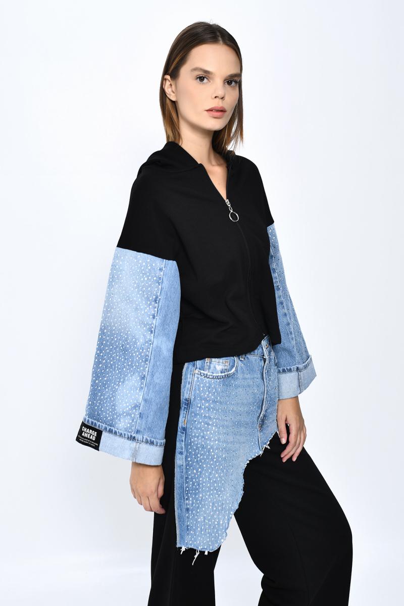 DQMANE Denim Detay Taşlı Tasarım Takım