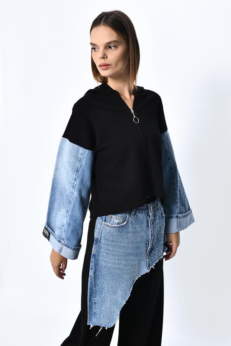 DQMANE Denim Detay Taşlı Tasarım Takım