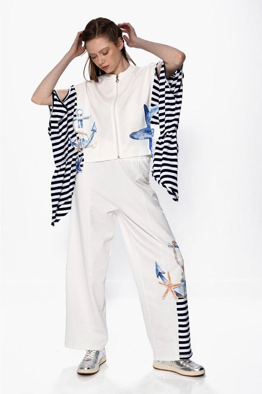 DQMANE Çizgili  Nakışlı Özel Tasarım Takım