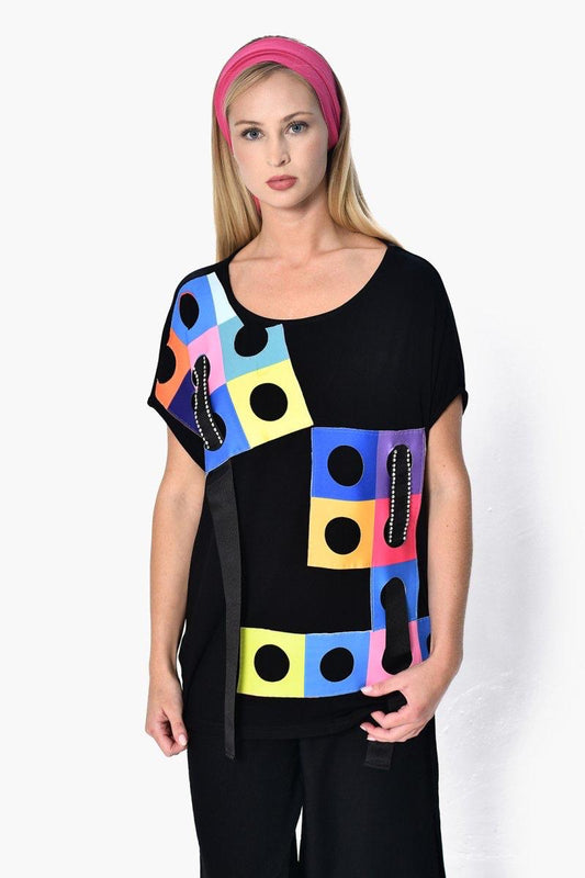 DQMANE Renkli Taş Detay Bluz