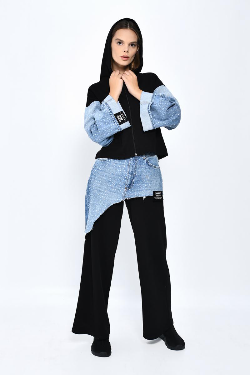 DQMANE Denim Detay Taşlı Tasarım Takım