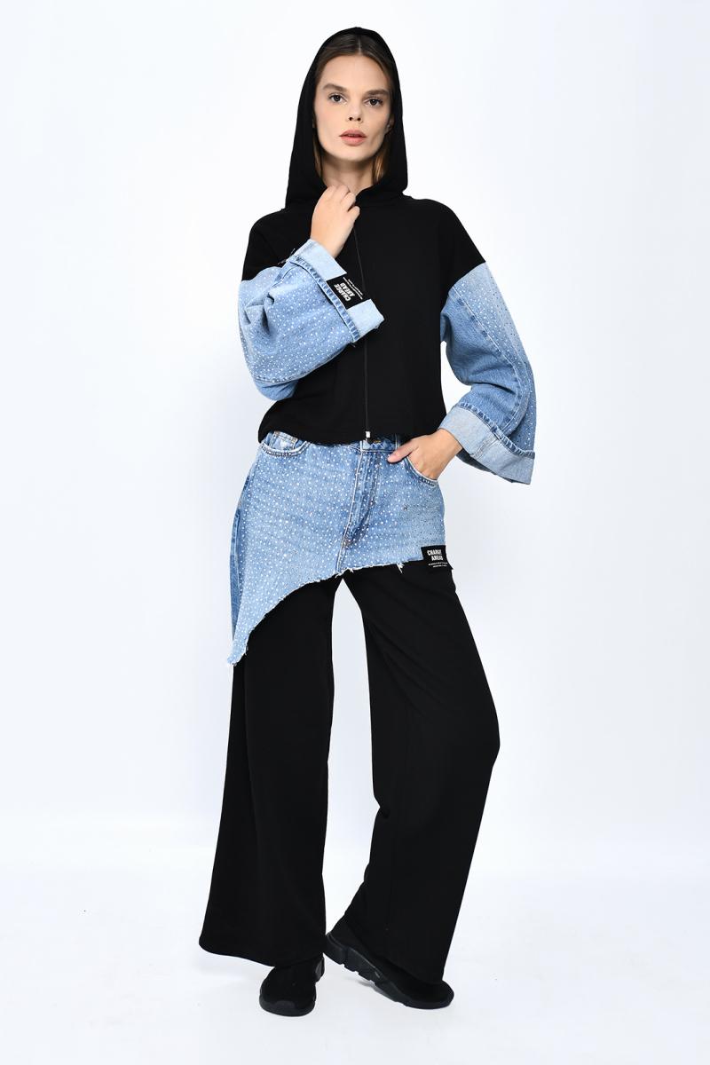 DQMANE Denim Detay Taşlı Tasarım Takım