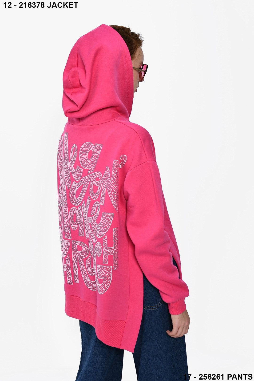 DQMANE Taş Detay Fermuarlı Şardonlu Hoodie