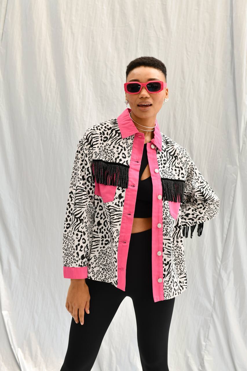 Zebra Desenli Kot Gömlek