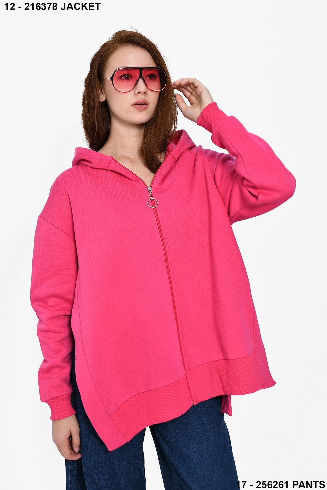 DQMANE Taş Detay Fermuarlı Şardonlu Hoodie