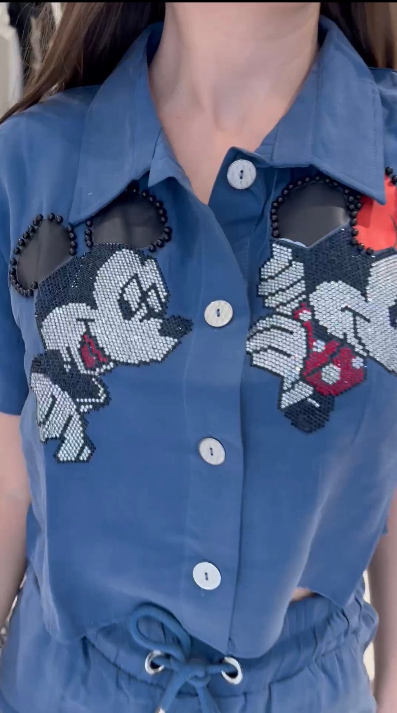Gömlek,Şort Taşlı Mickey Takım