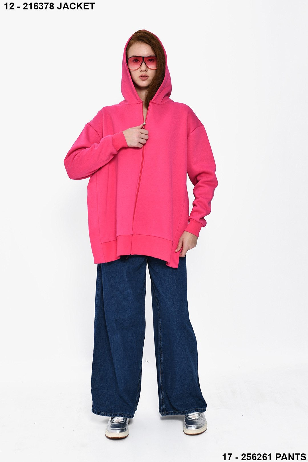 DQMANE Taş Detay Fermuarlı Şardonlu Hoodie
