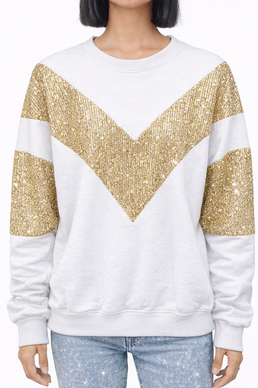 Gold Pul Payet Detaylı Oversize Sweatshirt